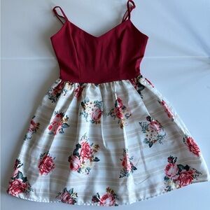 Teeze Me Spaghetti Strap Floral Fit and Flare  Junior Dress